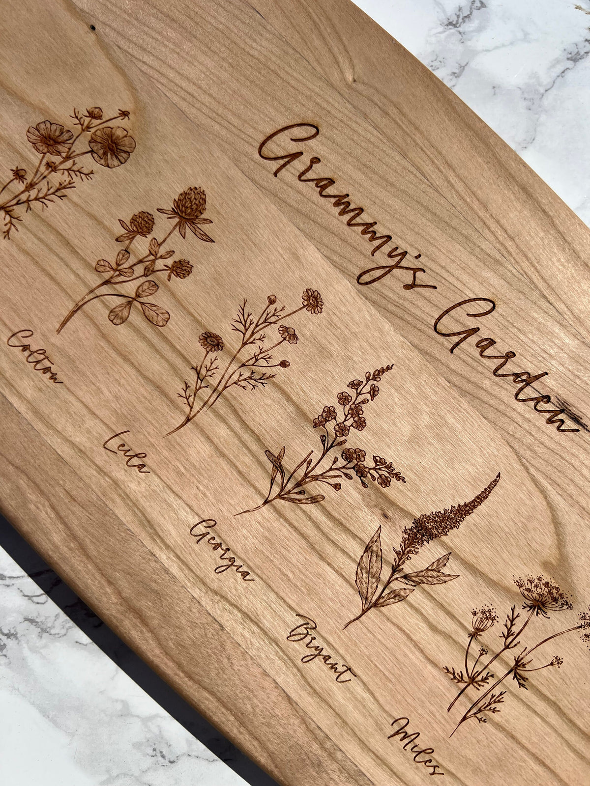 Custom Engraved Cutting Board with Detailed Florals / Personalized Kitchen Decor Housewarming / Wedding Gift / Charcuterie for Mom / Grandma - legacy product image 9