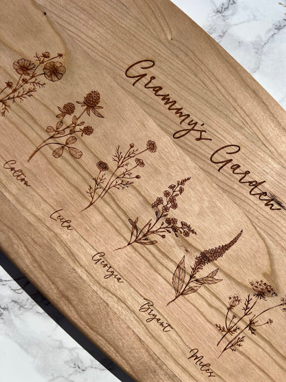 Custom Engraved Cutting Board with Detailed Florals / Personalized Kitchen Decor Housewarming / Wedding Gift / Charcuterie for Mom / Grandma - legacy product image 9