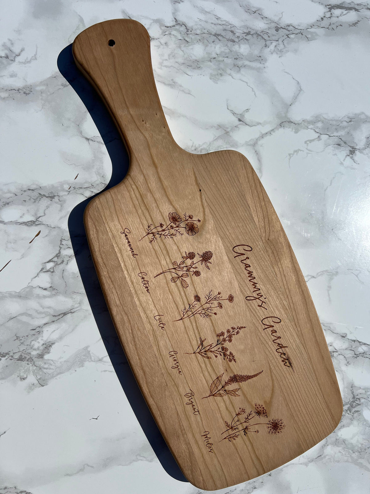 Custom Engraved Cutting Board with Detailed Florals / Personalized Kitchen Decor Housewarming / Wedding Gift / Charcuterie for Mom / Grandma - legacy product image 7