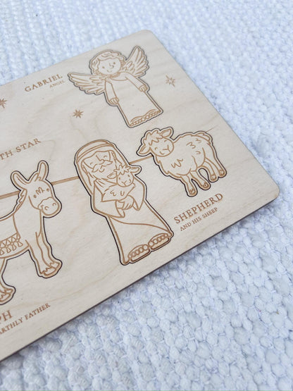 Nativity Puzzle for Kids, Wooden Christmas Story Montessori Toy - legacy product image 3