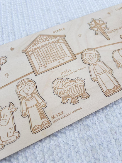 Nativity Puzzle for Kids, Wooden Christmas Story Montessori Toy - legacy product image 4