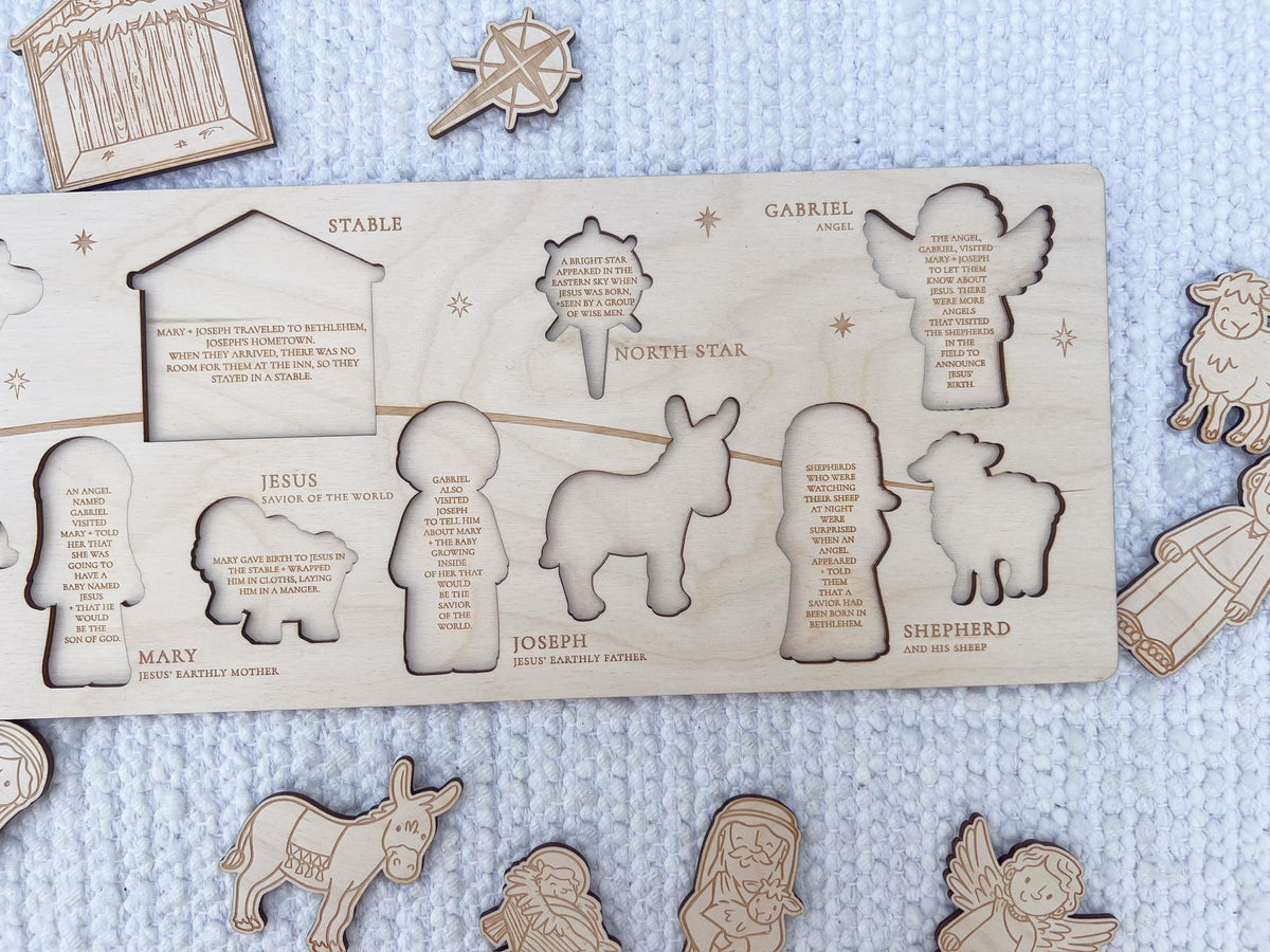 Nativity Puzzle for Kids, Wooden Christmas Story Montessori Toy - legacy product image 7