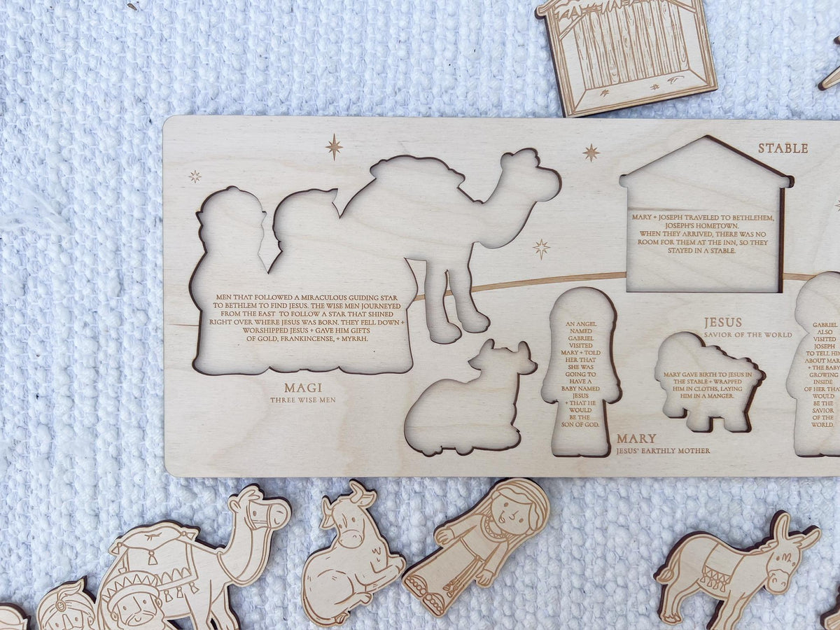Nativity Puzzle for Kids, Wooden Christmas Story Montessori Toy - legacy product image 8
