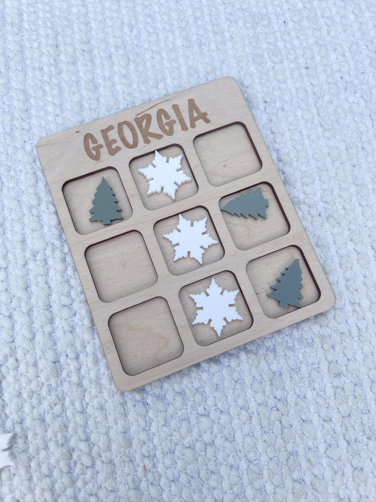 Personalized Winter Tic Tac Toe Game: Wooden Christmas Stocking Stuffer - legacy product image 3