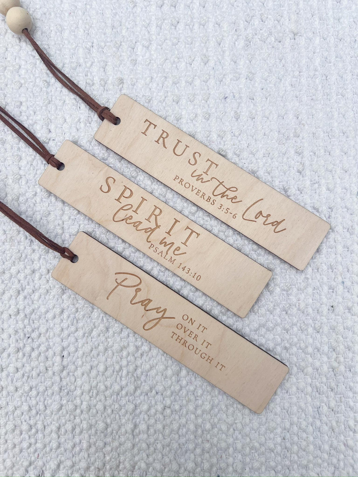 Wooden Bookmark with Engraved Scripture / Tassle with Woodens Beads - legacy product image 2