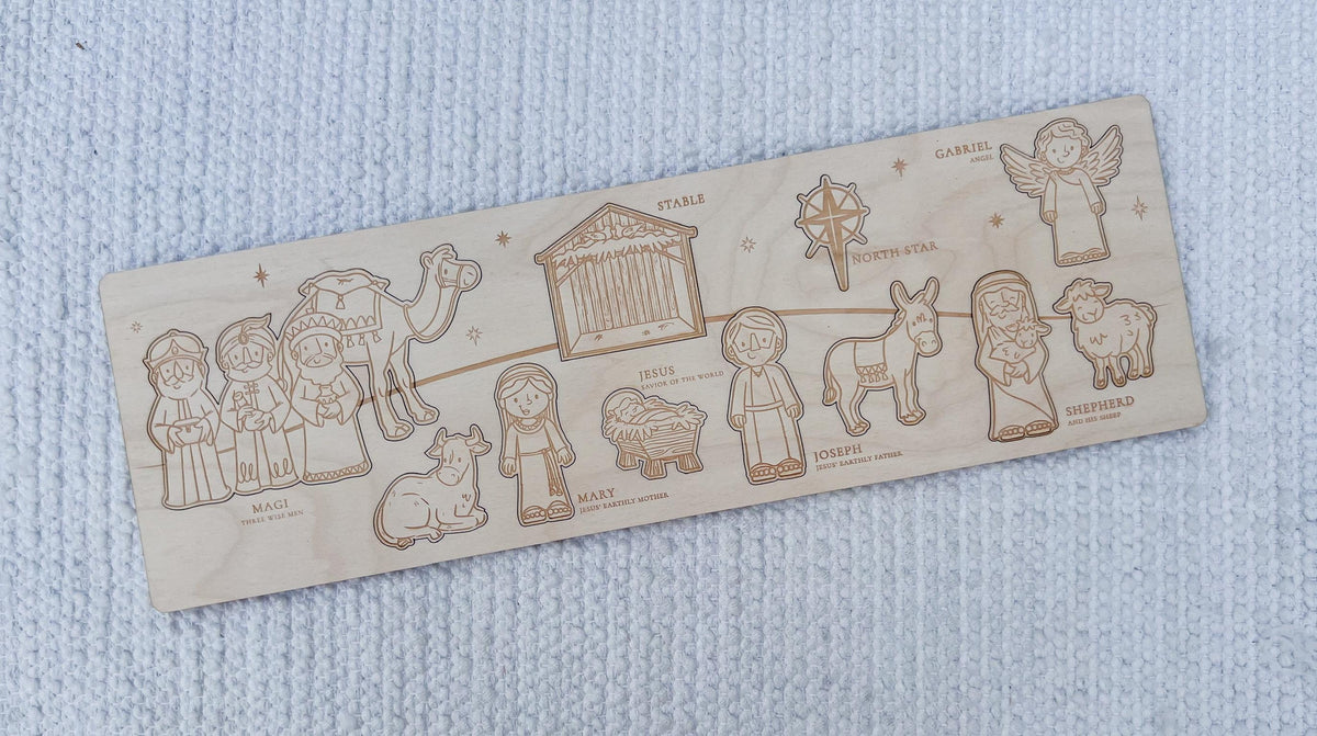 Nativity Puzzle for Kids, Wooden Christmas Story Montessori Toy - legacy product image