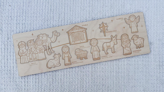 Nativity Puzzle for Kids, Wooden Christmas Story Montessori Toy - legacy product image