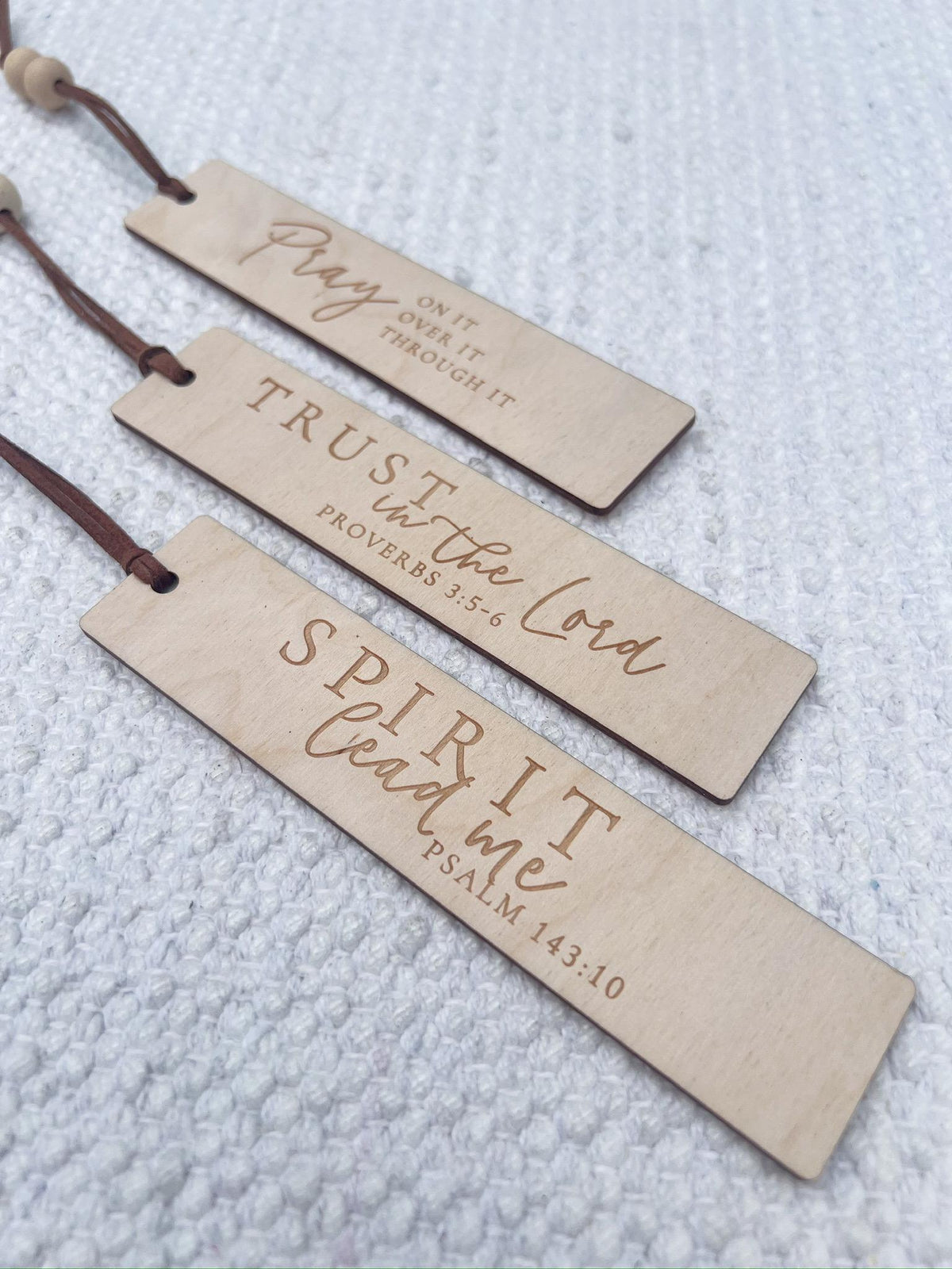 Wooden Bookmark with Engraved Scripture / Tassle with Woodens Beads - legacy product image