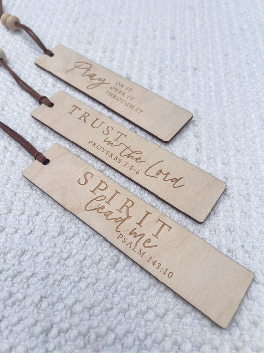 Wooden Bookmark with Engraved Scripture / Tassle with Woodens Beads - legacy product image