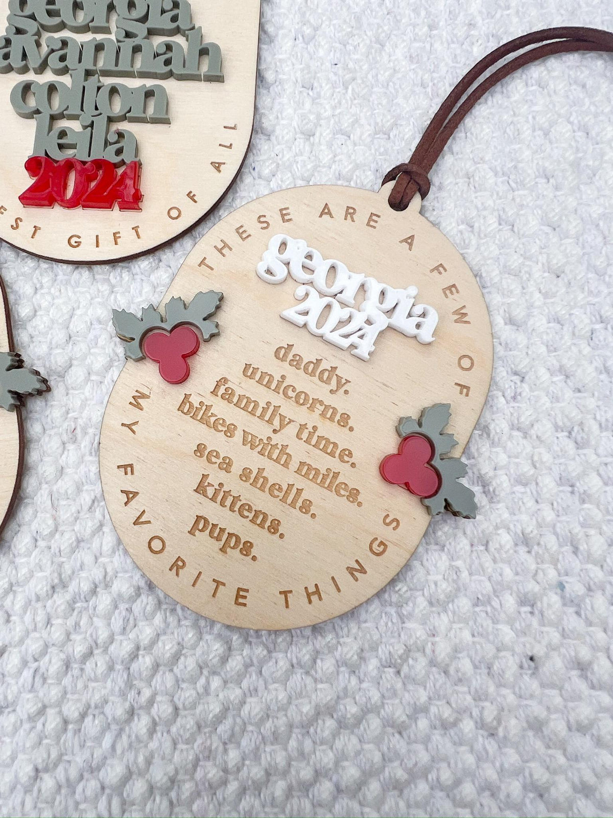 Personalized 'Favorite Things' Wooden Ornament, Custom Laser Engraved Keepsake - legacy product image 2