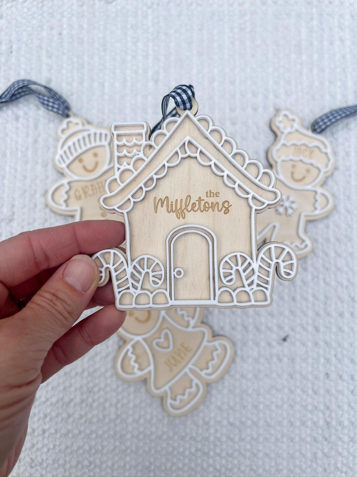 Personalized Gingerbread House Wooden Ornament, Laser Engraved Family Christmas Gift - legacy product image 2