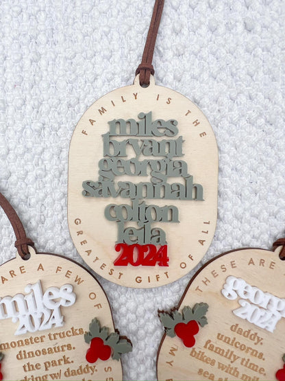 Custom Family Wooden Christmas Ornament: Engraved Keepsake Gift - legacy product image 6