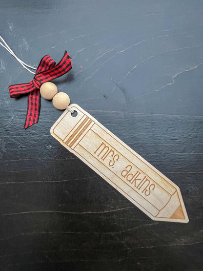 Laser Engraved Wooden Bus Ornament: Personalized Teacher Christmas Decoration - legacy product image 6