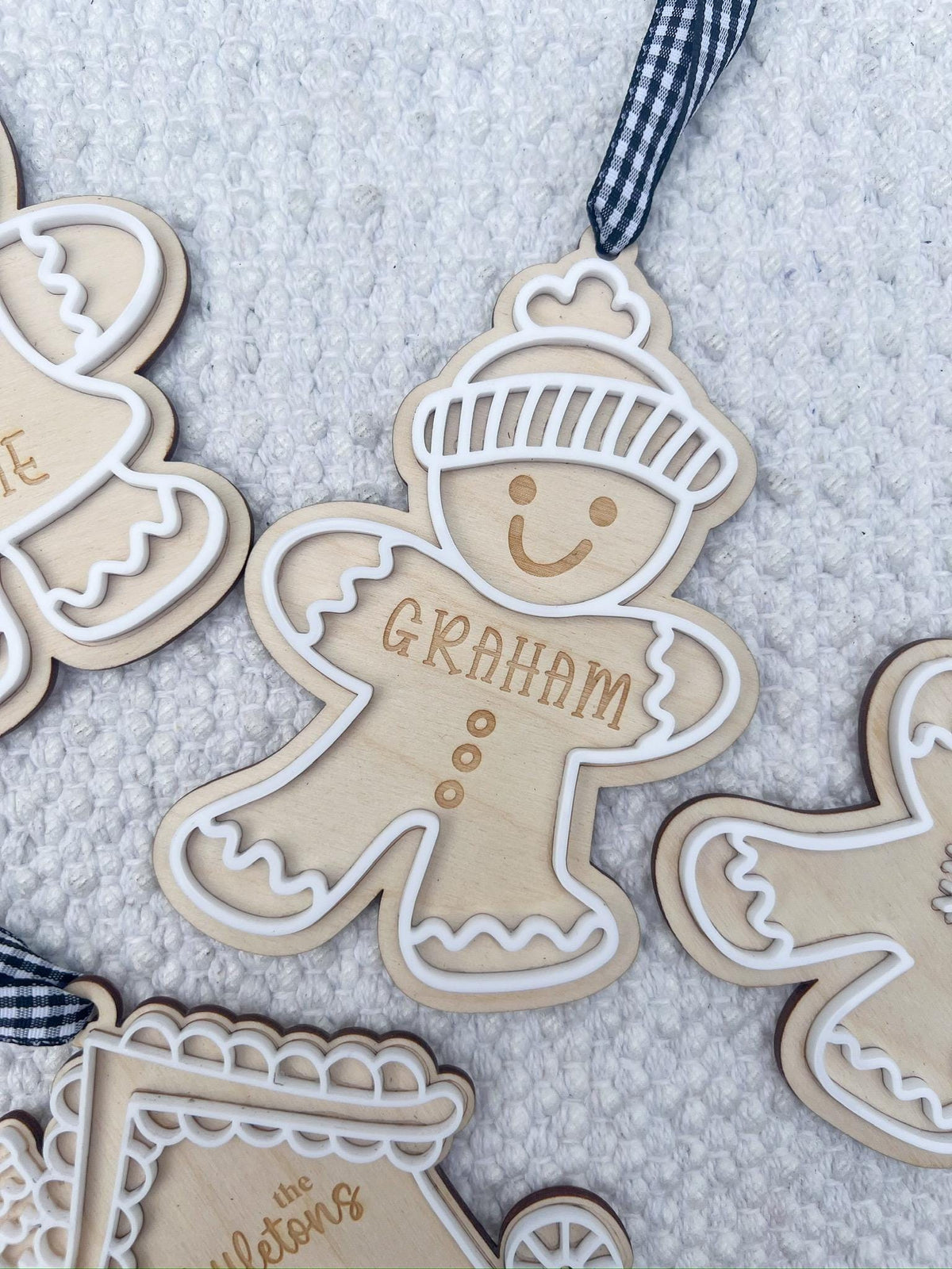 Personalized gingerbread family ornament alternate photo
