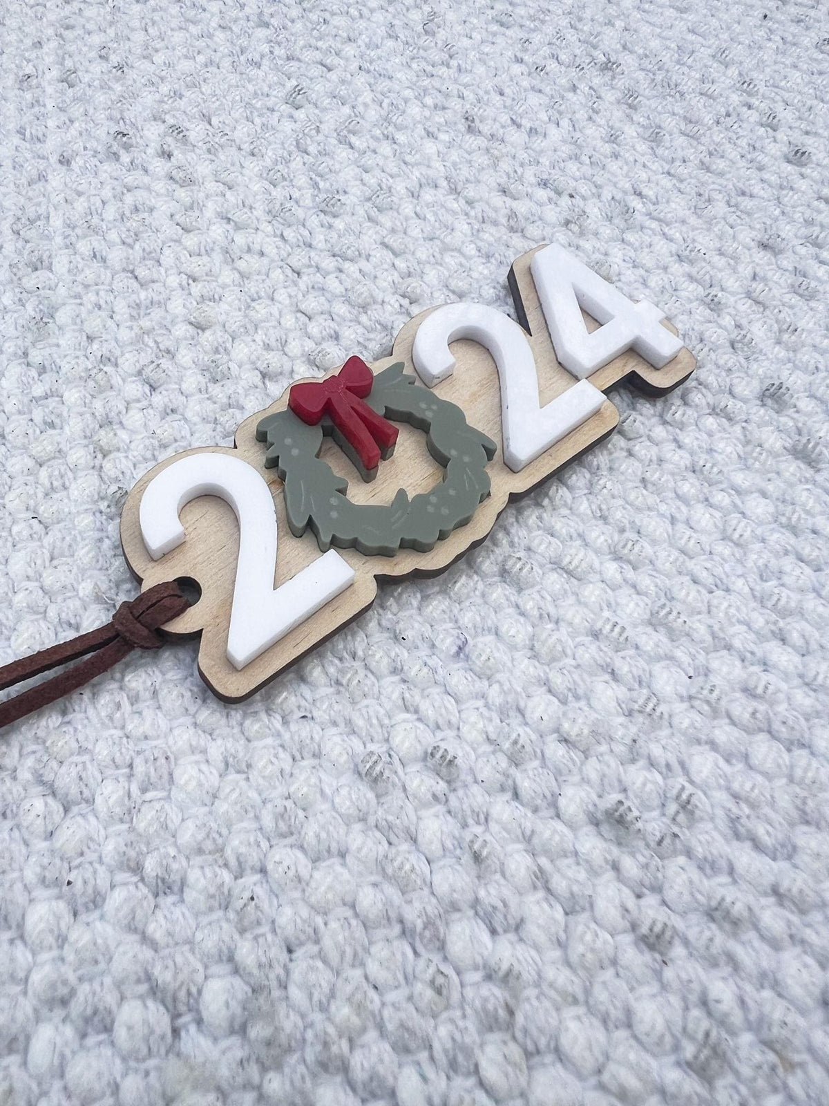 2024 Ornament with Holiday Wreath / Apple of a Teacher Ornament / Christmas Gift / Laser Engraved Wood and Acrylic Ornament - legacy product image 10