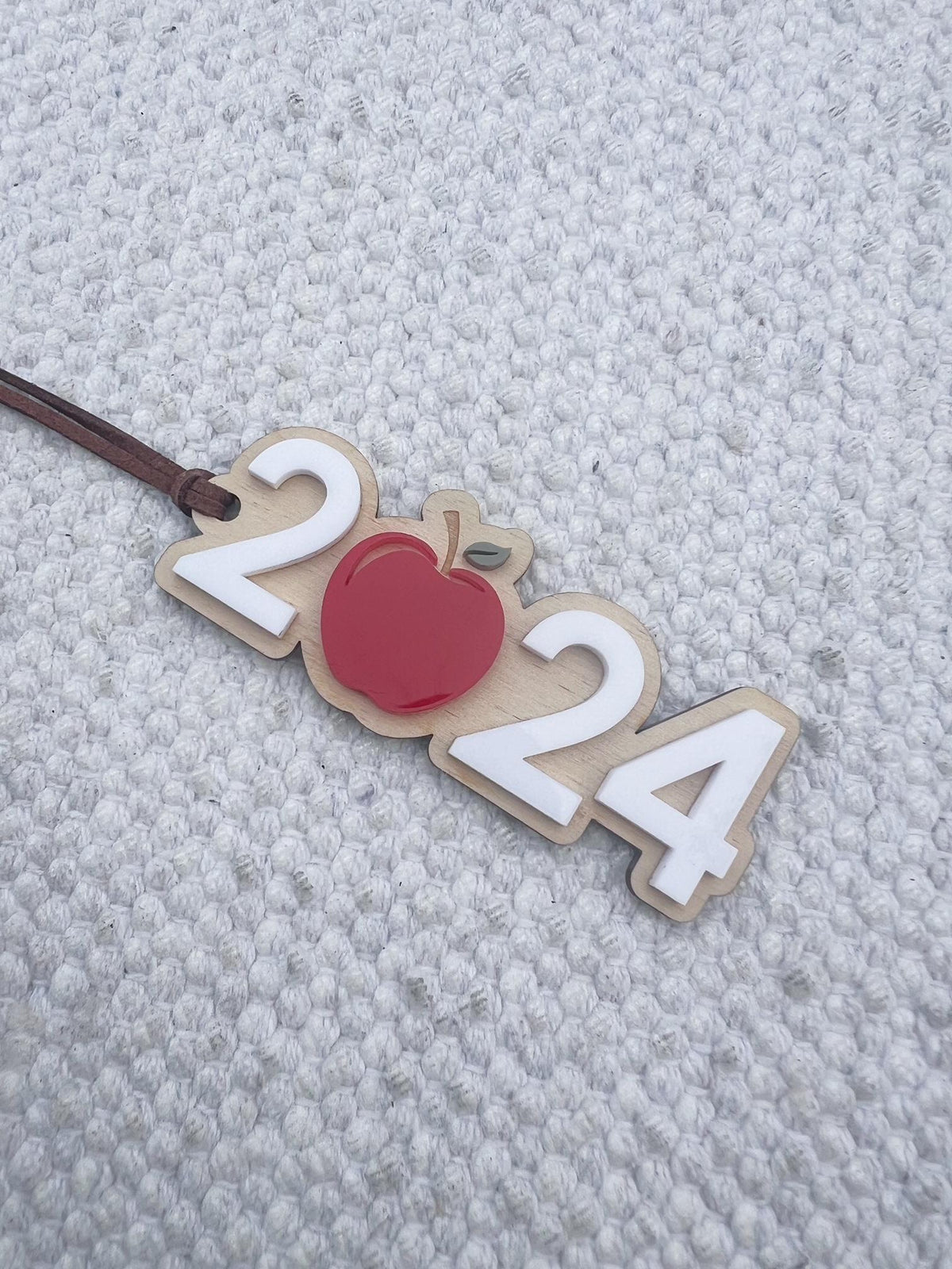 2024 Ornament with Holiday Wreath / Apple of a Teacher Ornament / Christmas Gift / Laser Engraved Wood and Acrylic Ornament - legacy product image 9