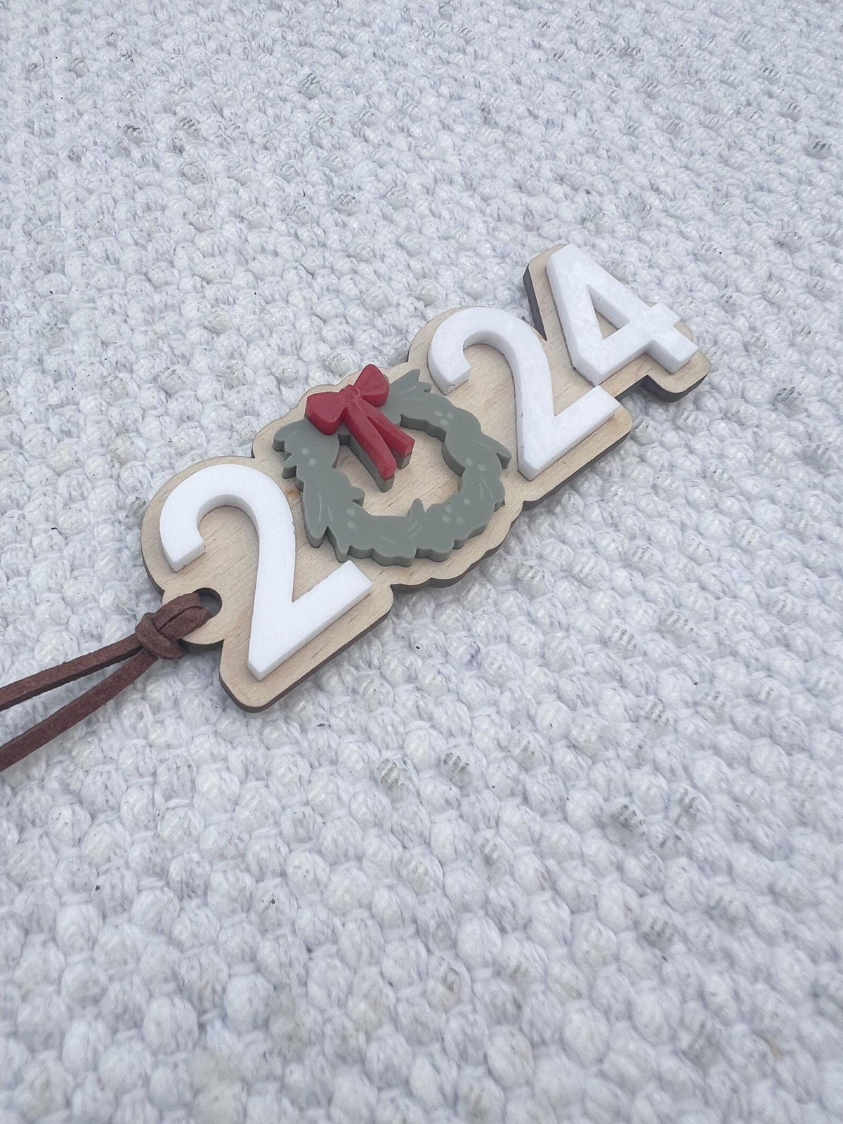 2024 Ornament with Holiday Wreath / Apple of a Teacher Ornament / Christmas Gift / Laser Engraved Wood and Acrylic Ornament - legacy product image 8