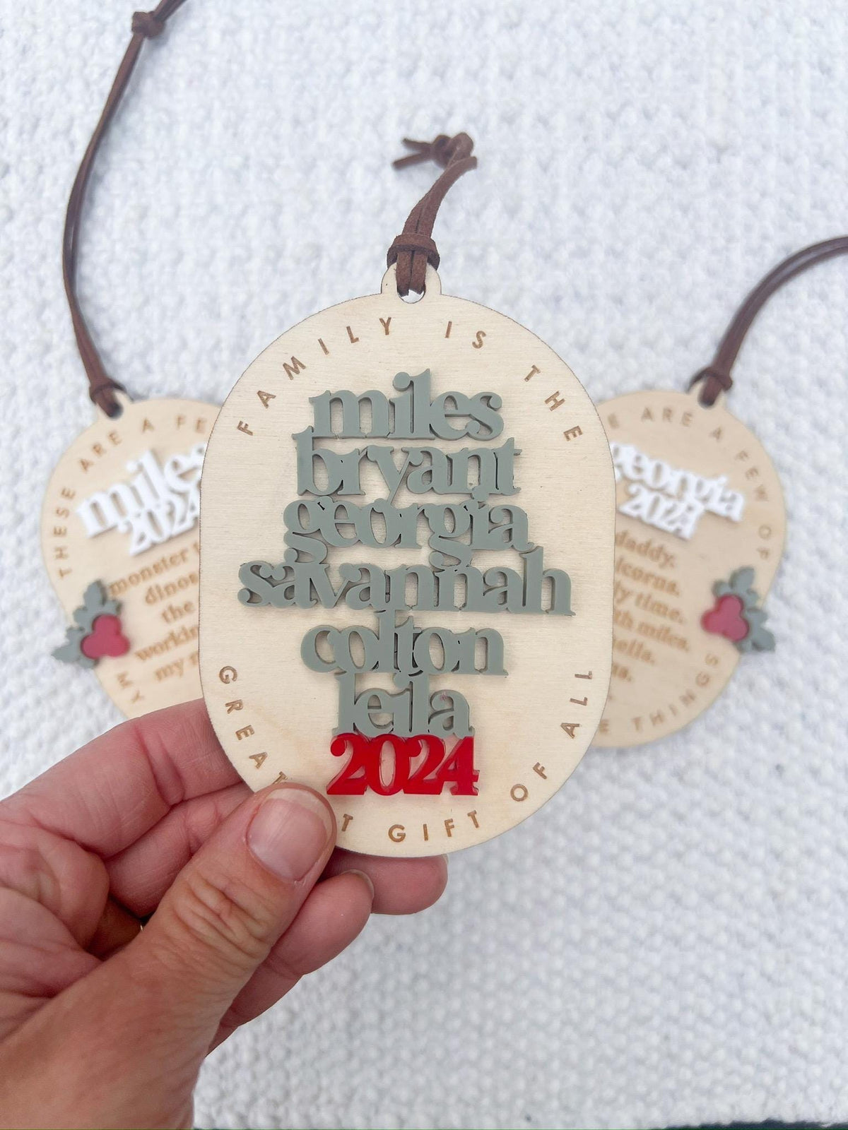 Custom Family Wooden Christmas Ornament: Engraved Keepsake Gift - legacy product image 2