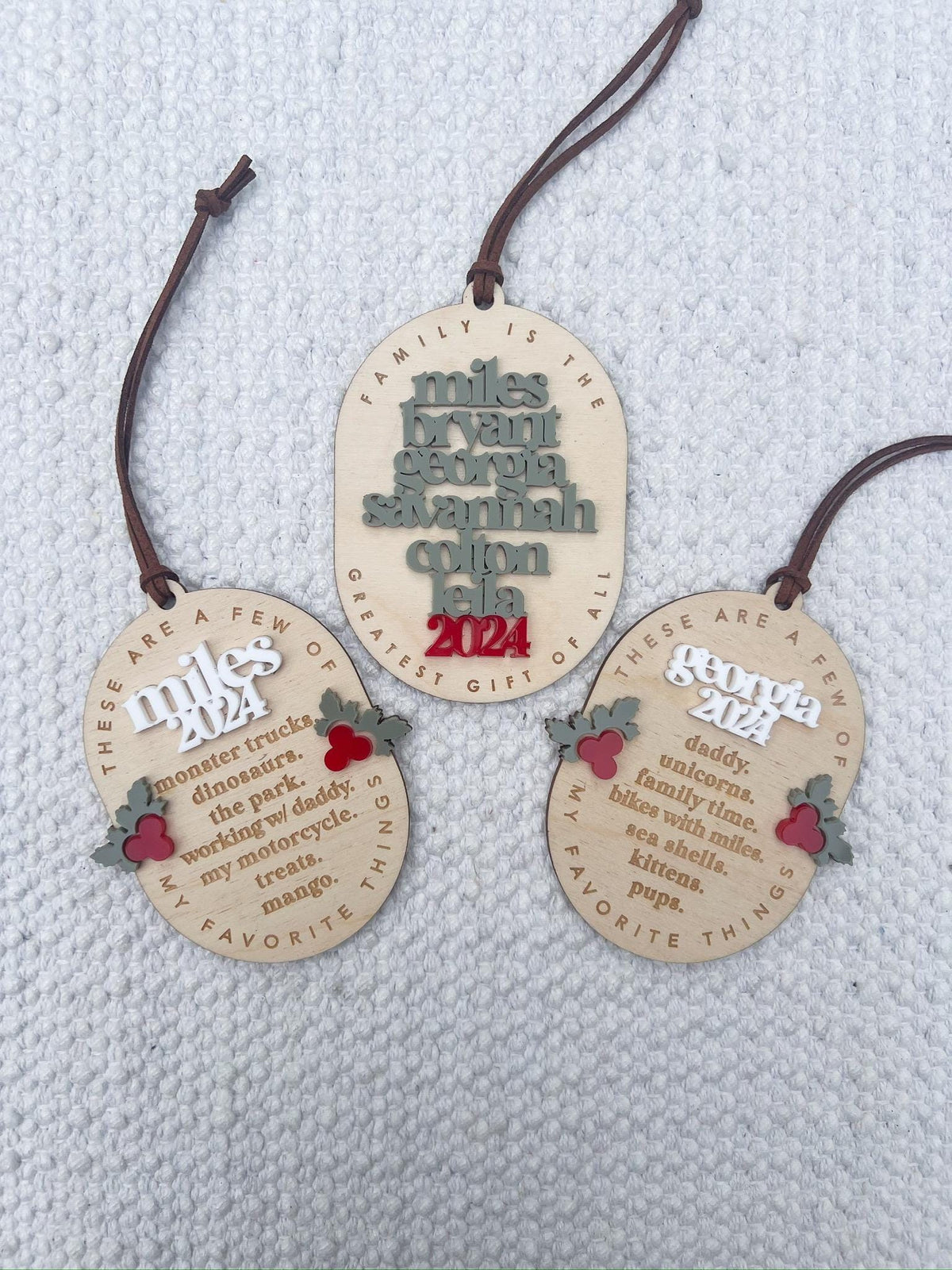 Personalized 'Favorite Things' Wooden Ornament, Custom Laser Engraved Keepsake - legacy product image 3