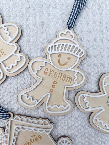 Personalized Gingerbread House Wooden Ornament, Laser Engraved Family Christmas Gift - legacy product image 3