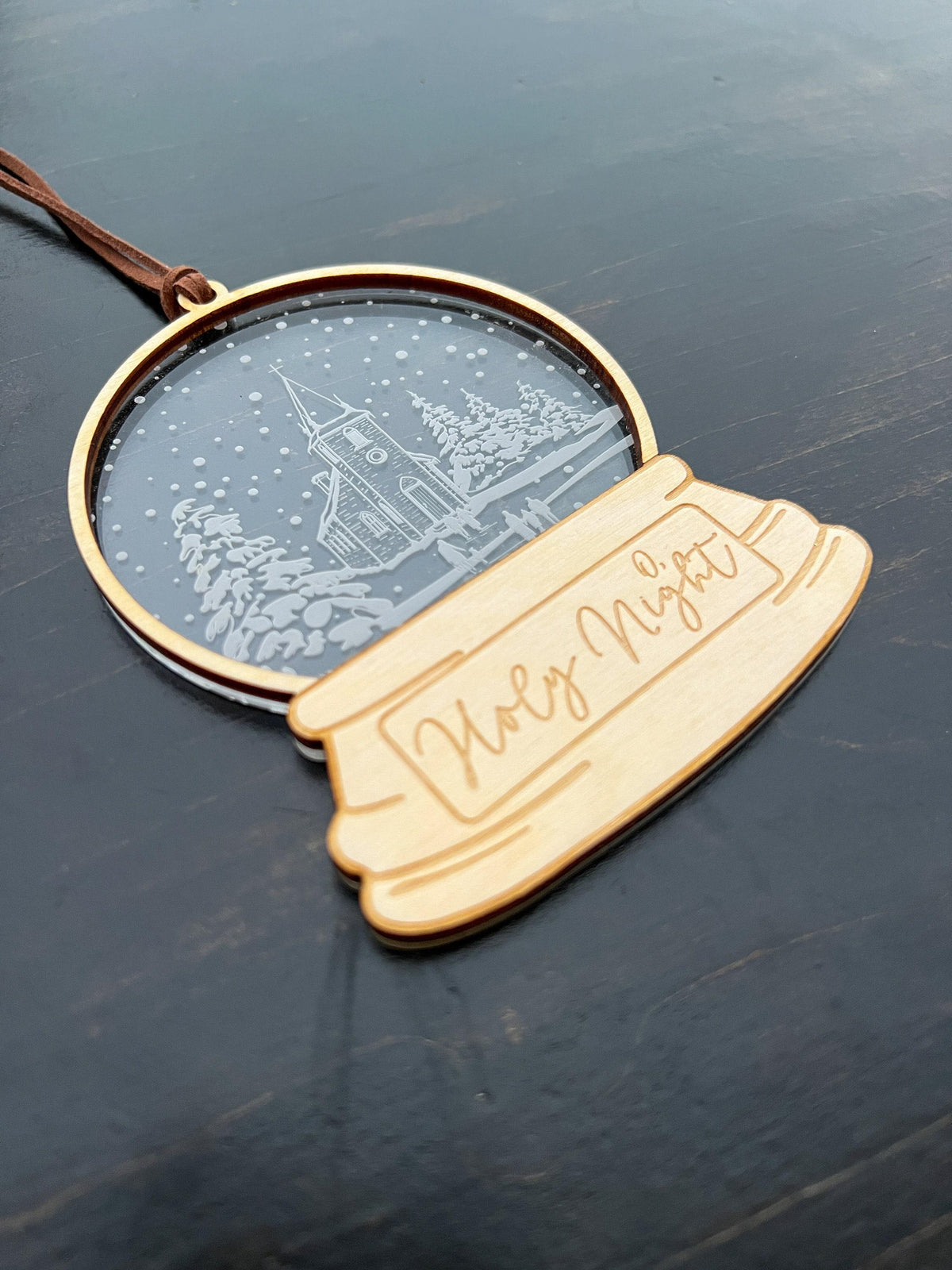 Laser Engraved Winter Church Ornament, Wood and Acrylic - legacy product image 3