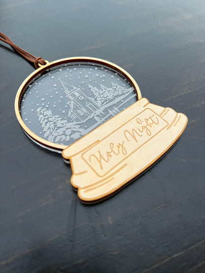 Laser Engraved Winter Church Ornament, Wood and Acrylic - legacy product image 3