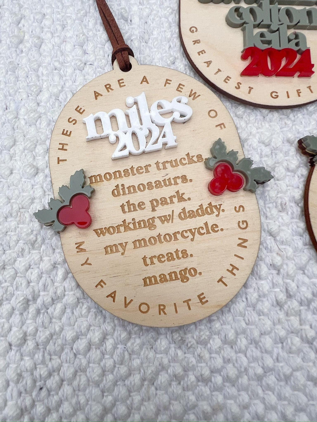 Personalized 'Favorite Things' Wooden Ornament, Custom Laser Engraved Keepsake - legacy product image