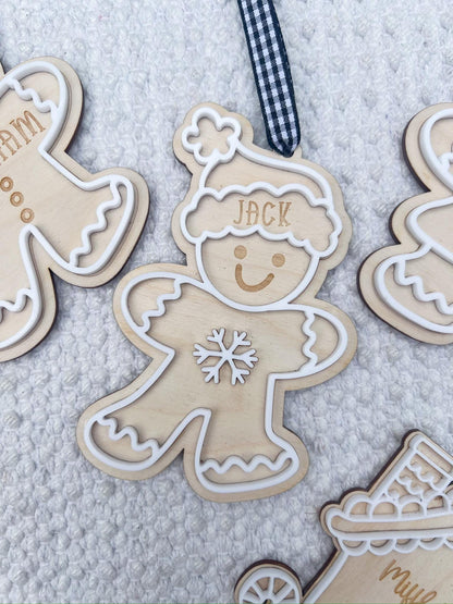 Personalized Gingerbread House Wooden Ornament, Laser Engraved Family Christmas Gift - legacy product image 5