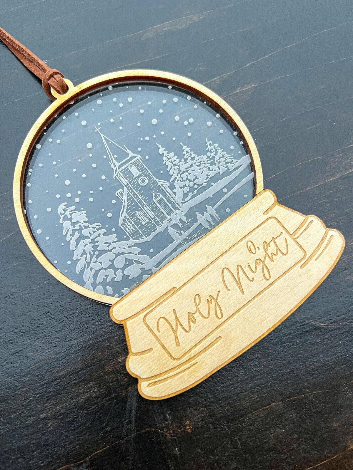 Laser Engraved Winter Church Ornament, Wood and Acrylic - legacy product image 5