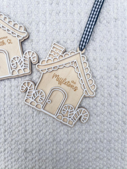 Personalized Gingerbread House Wooden Ornament, Laser Engraved Family Christmas Gift - legacy product image 6