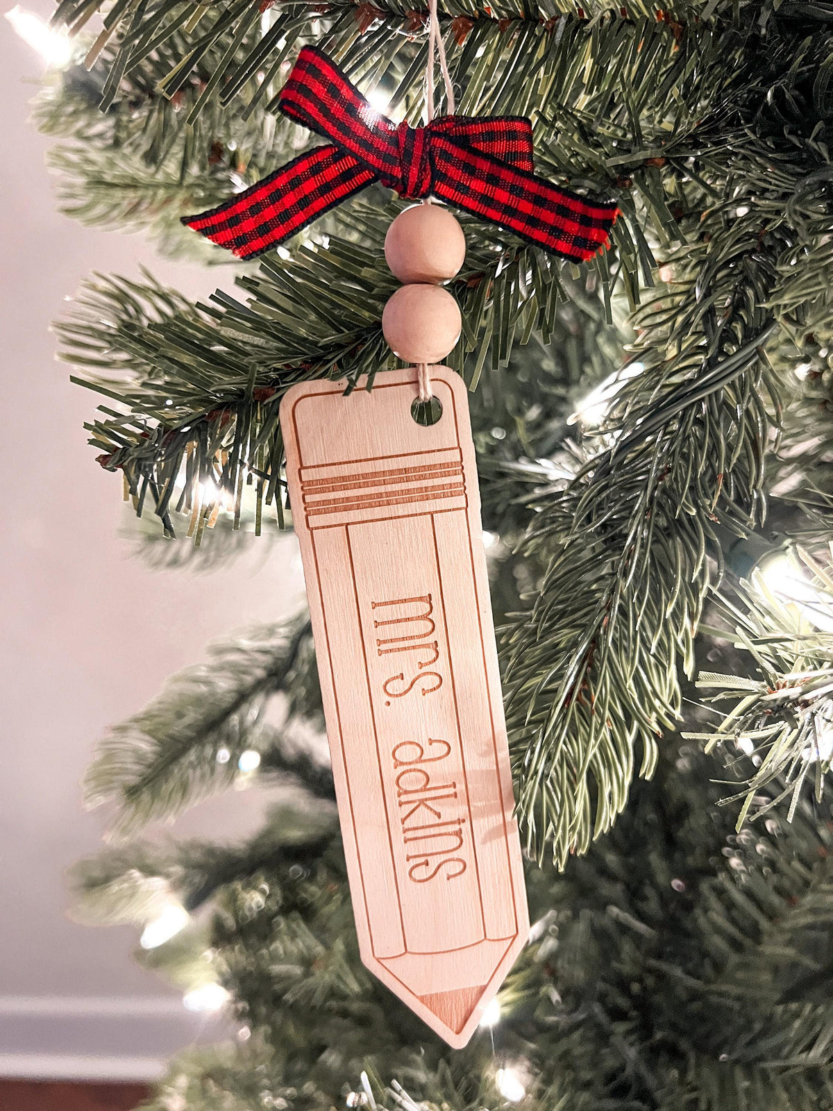 Laser Engraved Wooden Bus Ornament: Personalized Teacher Christmas Decoration - legacy product image 5