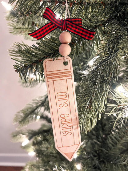 Laser Engraved Wooden Bus Ornament: Personalized Teacher Christmas Decoration - legacy product image 5