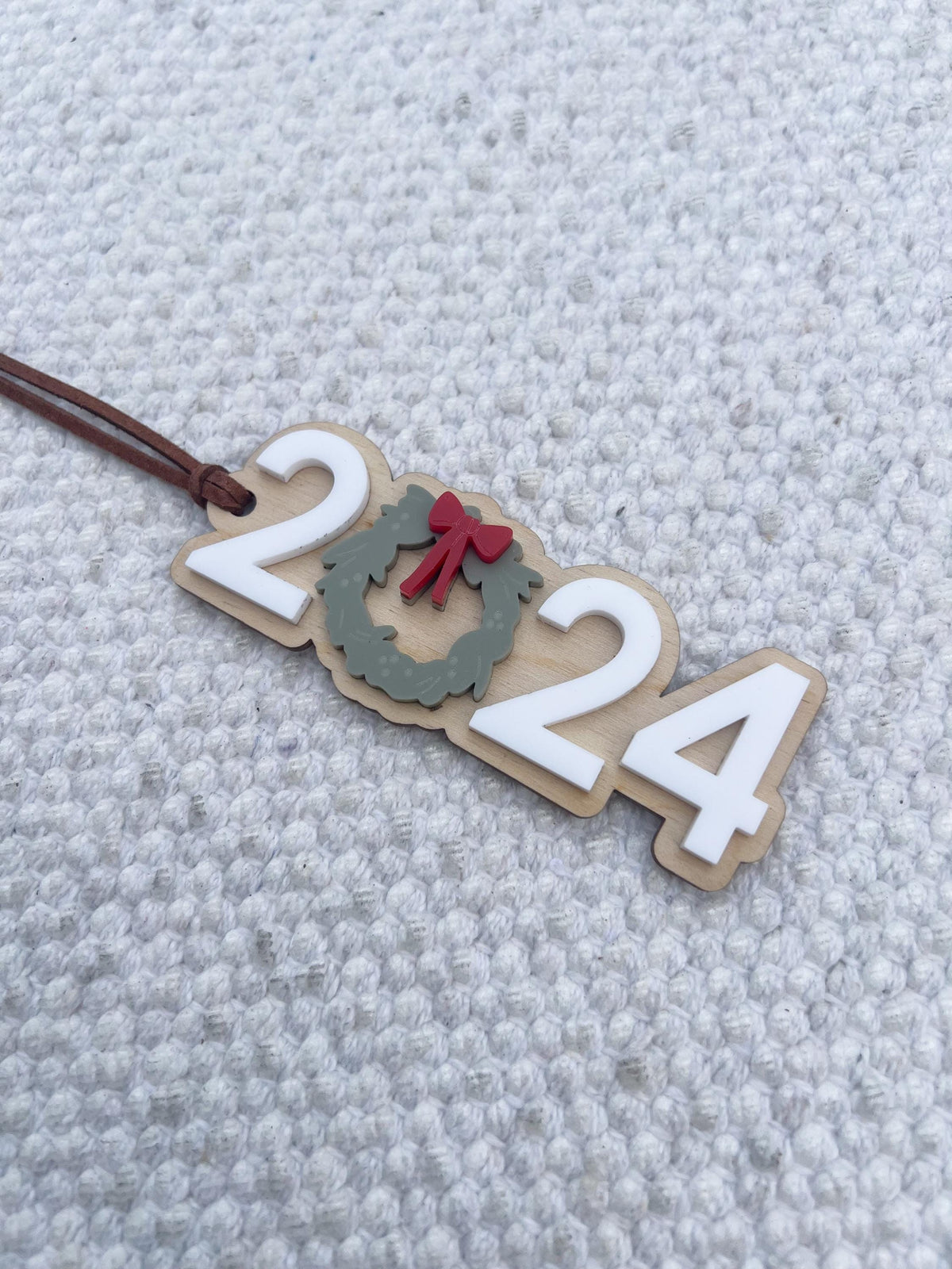 2024 Ornament with Holiday Wreath / Apple of a Teacher Ornament / Christmas Gift / Laser Engraved Wood and Acrylic Ornament - legacy product image 6