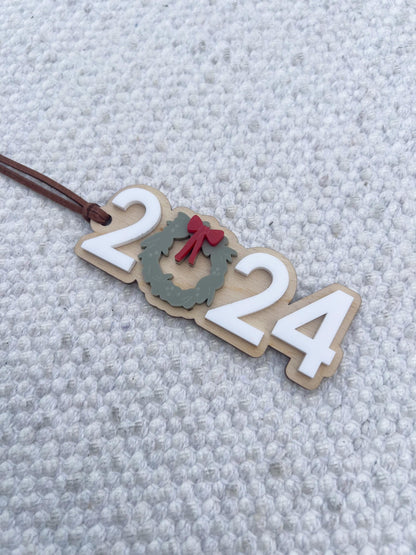 2024 Ornament with Holiday Wreath / Apple of a Teacher Ornament / Christmas Gift / Laser Engraved Wood and Acrylic Ornament - legacy product image 6