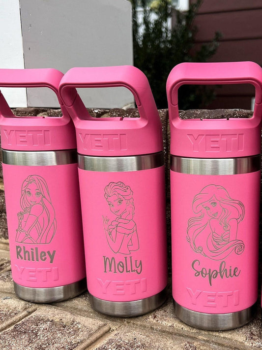 Personalized Disney Princess YETI Cup / Kids Vacation Straw Water Bottle / Girls Engraved Sports Camp bottle/ Christmas and Birthday Gift - legacy product image 2