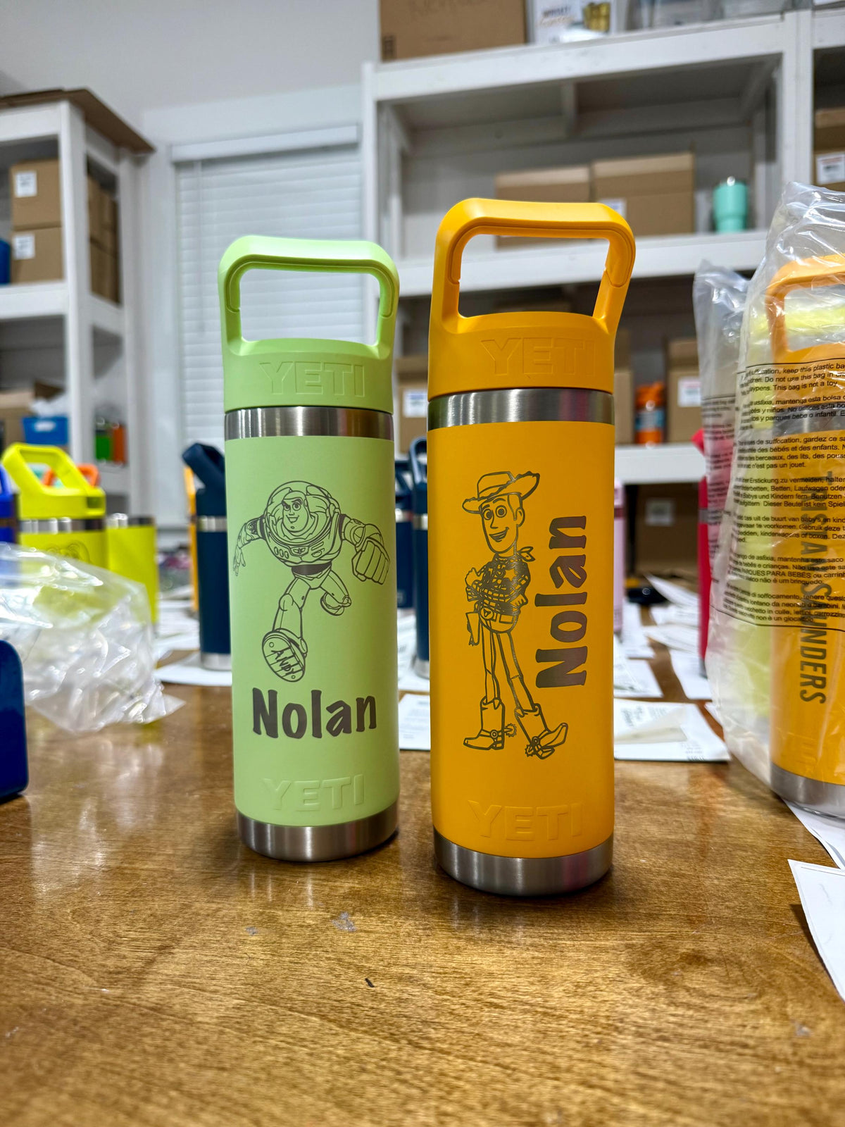Personalized Toy Story YETI Kids Water Bottle, Engraved Buzz Lightyear & Woody Cup - legacy product image