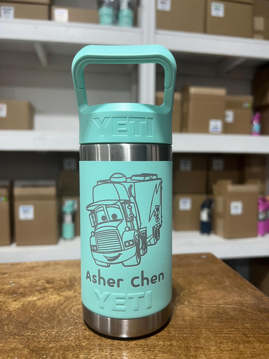 Disney Pixar Cars Lightning McQueen Personalized YETI Kids Water Bottle, Custom YETI Jr 12 oz 18 oz - legacy product image